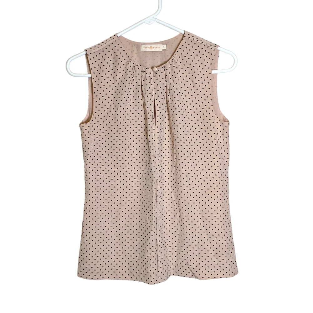 Tory Burch Women's Sleeveless Polkadot Silk Top Size 2